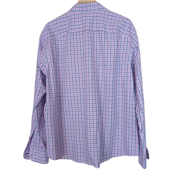 UNTUCKit Men's Pink and Blue Plaid Casual Button Down Shirt - Picture 3 of 12